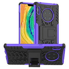 Funda Bumper Silicona y Plastico Mate Carcasa con Soporte R01 para Huawei Mate 30 Pro Morado