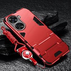 Funda Bumper Silicona y Plastico Mate Carcasa con Soporte R01 para Huawei Nova 11 SE Rojo