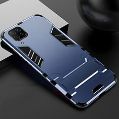 Funda Bumper Silicona y Plastico Mate Carcasa con Soporte R01 para Huawei Nova 7i Azul