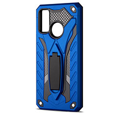 Funda Bumper Silicona y Plastico Mate Carcasa con Soporte R01 para Huawei Nova Lite 3 Plus Azul