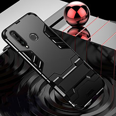 Funda Bumper Silicona y Plastico Mate Carcasa con Soporte R01 para Huawei P30 Lite New Edition Negro