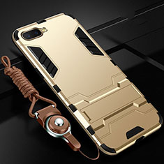 Funda Bumper Silicona y Plastico Mate Carcasa con Soporte R01 para Oppo R15X Oro