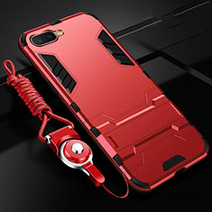 Funda Bumper Silicona y Plastico Mate Carcasa con Soporte R01 para Oppo R15X Rojo