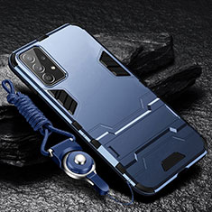 Funda Bumper Silicona y Plastico Mate Carcasa con Soporte R01 para Samsung Galaxy A32 4G Azul