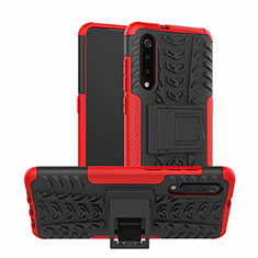 Funda Bumper Silicona y Plastico Mate Carcasa con Soporte R01 para Samsung Galaxy A70S Rojo