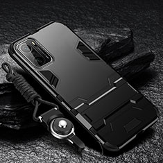 Funda Bumper Silicona y Plastico Mate Carcasa con Soporte R01 para Xiaomi Mi 11i 5G Negro