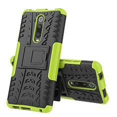 Funda Bumper Silicona y Plastico Mate Carcasa con Soporte R01 para Xiaomi Mi 9T Pro Verde