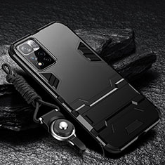 Funda Bumper Silicona y Plastico Mate Carcasa con Soporte R01 para Xiaomi Poco X4 NFC Negro