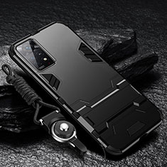 Funda Bumper Silicona y Plastico Mate Carcasa con Soporte R01 para Xiaomi Poco X4 Pro 5G Negro