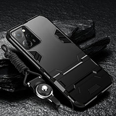 Funda Bumper Silicona y Plastico Mate Carcasa con Soporte R01 para Xiaomi Poco X5 Pro 5G Negro