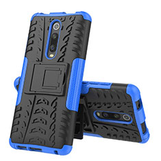 Funda Bumper Silicona y Plastico Mate Carcasa con Soporte R01 para Xiaomi Redmi K20 Azul