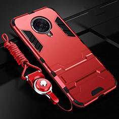 Funda Bumper Silicona y Plastico Mate Carcasa con Soporte R01 para Xiaomi Redmi K30 Pro Zoom Rojo