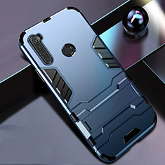 Funda Bumper Silicona y Plastico Mate Carcasa con Soporte R01 para Xiaomi Redmi Note 8T Azul