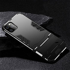 Funda Bumper Silicona y Plastico Mate Carcasa con Soporte R02 para Apple iPhone 11 Pro Max Negro