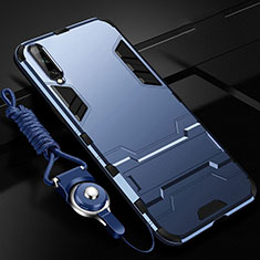 Funda Bumper Silicona y Plastico Mate Carcasa con Soporte R02 para Samsung Galaxy A90 5G Azul