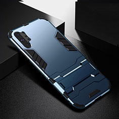 Funda Bumper Silicona y Plastico Mate Carcasa con Soporte R02 para Samsung Galaxy Note 10 Plus 5G Azul
