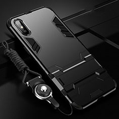 Funda Bumper Silicona y Plastico Mate Carcasa con Soporte R02 para Xiaomi Redmi 9AT Negro