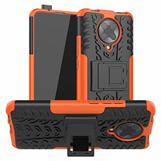 Funda Bumper Silicona y Plastico Mate Carcasa con Soporte R02 para Xiaomi Redmi K30 Pro 5G Naranja