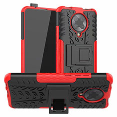 Funda Bumper Silicona y Plastico Mate Carcasa con Soporte R02 para Xiaomi Redmi K30 Pro 5G Rojo