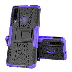 Funda Bumper Silicona y Plastico Mate Carcasa con Soporte R03 para Huawei Honor 10i Morado