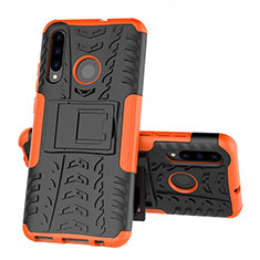 Funda Bumper Silicona y Plastico Mate Carcasa con Soporte R03 para Huawei Honor 10i Naranja