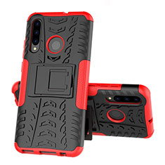 Funda Bumper Silicona y Plastico Mate Carcasa con Soporte R03 para Huawei Honor 10i Rojo