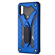 Funda Bumper Silicona y Plastico Mate Carcasa con Soporte R04 para Xiaomi Redmi 9A Azul