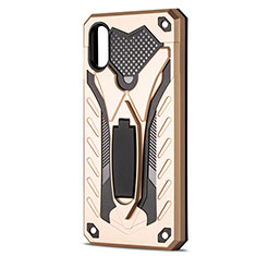 Funda Bumper Silicona y Plastico Mate Carcasa con Soporte R04 para Xiaomi Redmi 9A Oro