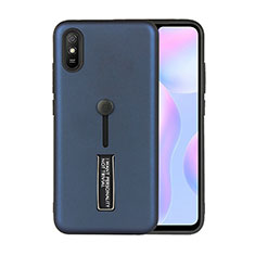 Funda Bumper Silicona y Plastico Mate Carcasa con Soporte R05 para Xiaomi Redmi 9A Azul