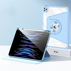Funda Bumper Silicona y Plastico Mate Carcasa con Soporte S01 para Apple iPad Pro 12.9 (2021) Azul