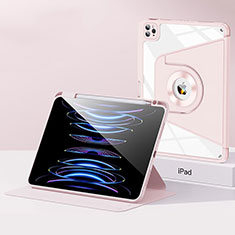 Funda Bumper Silicona y Plastico Mate Carcasa con Soporte S01 para Apple iPad Pro 12.9 (2021) Oro Rosa