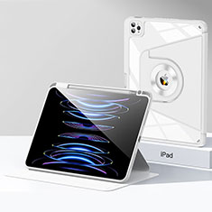 Funda Bumper Silicona y Plastico Mate Carcasa con Soporte S01 para Apple iPad Pro 12.9 (2022) Blanco