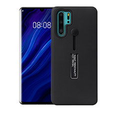 Funda Bumper Silicona y Plastico Mate Carcasa con Soporte T01 para Huawei P30 Pro Negro