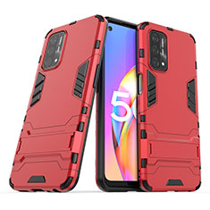 Funda Bumper Silicona y Plastico Mate Carcasa con Soporte T01 para OnePlus Nord N200 5G Rojo