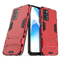 Funda Bumper Silicona y Plastico Mate Carcasa con Soporte T01 para Oppo A53s 5G Rojo