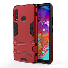 Funda Bumper Silicona y Plastico Mate Carcasa con Soporte T01 para Samsung Galaxy A70E Rojo