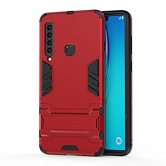 Funda Bumper Silicona y Plastico Mate Carcasa con Soporte T01 para Samsung Galaxy A9 Star Pro Rojo