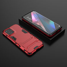 Funda Bumper Silicona y Plastico Mate Carcasa con Soporte T02 para Oppo Find X3 5G Rojo