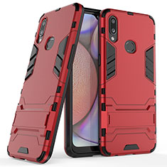 Funda Bumper Silicona y Plastico Mate Carcasa con Soporte T02 para Samsung Galaxy A10s Rojo
