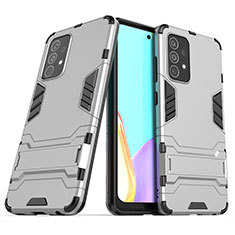 Funda Bumper Silicona y Plastico Mate Carcasa con Soporte T02 para Samsung Galaxy A52 4G Gris