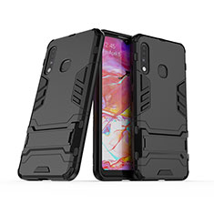 Funda Bumper Silicona y Plastico Mate Carcasa con Soporte T02 para Samsung Galaxy A70E Negro