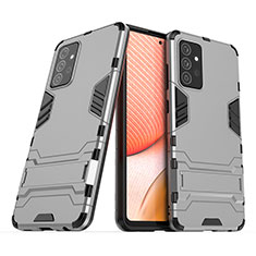 Funda Bumper Silicona y Plastico Mate Carcasa con Soporte T02 para Samsung Galaxy A72 4G Gris