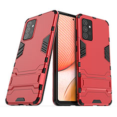 Funda Bumper Silicona y Plastico Mate Carcasa con Soporte T02 para Samsung Galaxy A72 5G Rojo