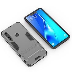 Funda Bumper Silicona y Plastico Mate Carcasa con Soporte T02 para Samsung Galaxy A9 (2018) A920 Gris