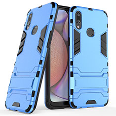 Funda Bumper Silicona y Plastico Mate Carcasa con Soporte T02 para Samsung Galaxy M01s Azul