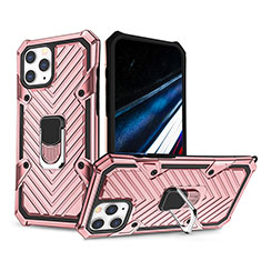 Funda Bumper Silicona y Plastico Mate Carcasa con Soporte YF1 para Apple iPhone 15 Pro Max Rosa Roja