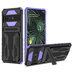 Funda Bumper Silicona y Plastico Mate Carcasa con Soporte YF1 para Google Pixel 6 Pro 5G Morado