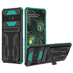 Funda Bumper Silicona y Plastico Mate Carcasa con Soporte YF1 para Google Pixel 6 Pro 5G Verde