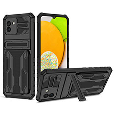 Funda Bumper Silicona y Plastico Mate Carcasa con Soporte YF1 para Samsung Galaxy A03 Negro