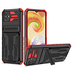 Funda Bumper Silicona y Plastico Mate Carcasa con Soporte YF1 para Samsung Galaxy A04 4G Rojo